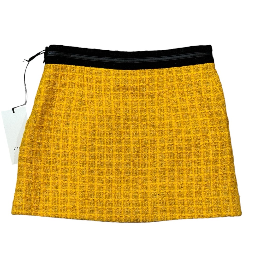 Gucci Tweed Mini Skirt Golden Yellow IT 36 US 0 - Picture 7 of 11